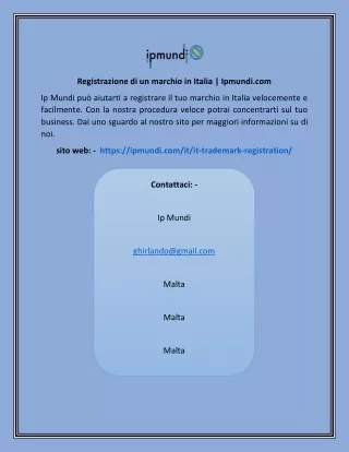 registrazione di un marchio in italia ipmundi com
