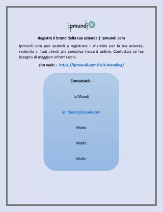 registra il brand della tua azienda ipmundi com