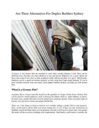 are there alternatives for duplex builders sydney