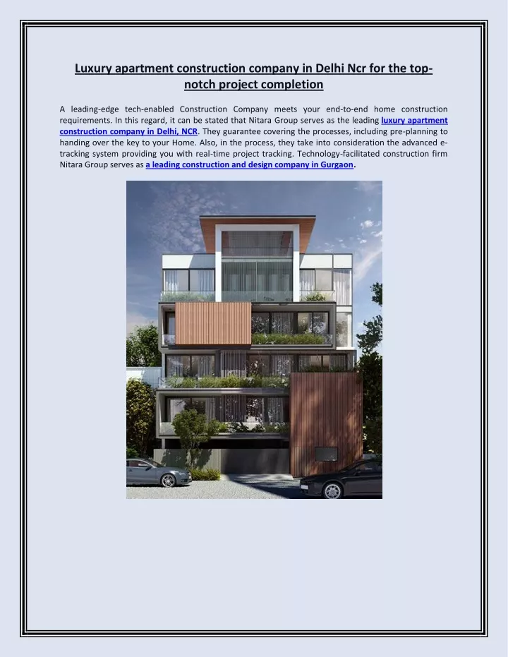 luxury apartment construction company in delhi