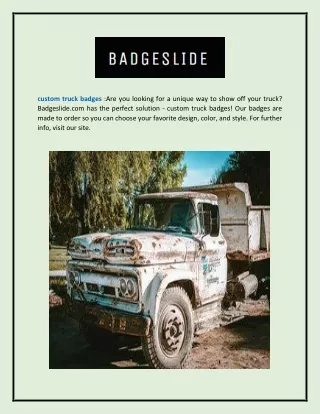 Custom Truck Badges  Badgeslide.com