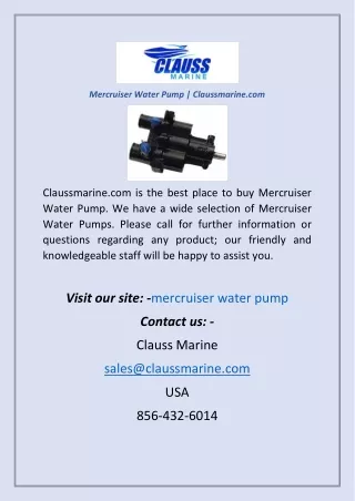 mercruiser water pump claussmarine com