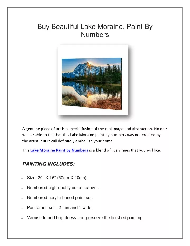 buy beautiful lake moraine paint by numbers