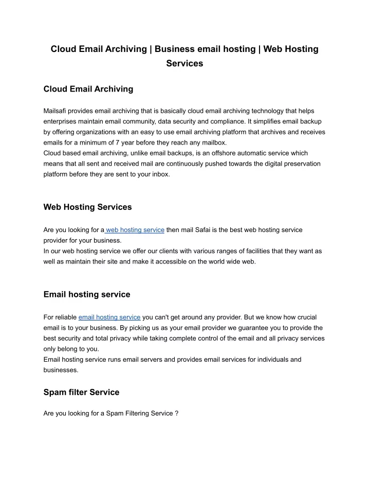 cloud email archiving business email hosting