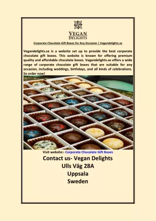 Corporate Chocolate Gift Boxes for Any Occasion Vegandelights.se