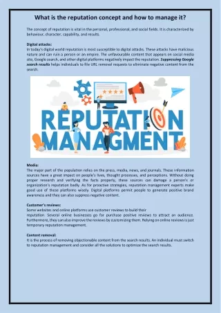 reputation concept and how to manage it