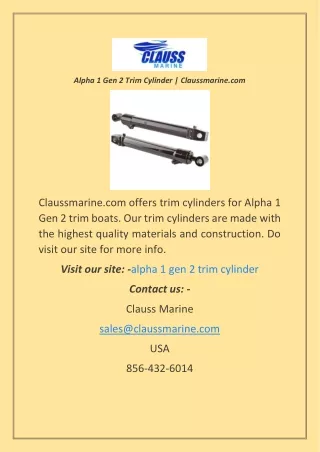 alpha 1 gen 2 trim cylinder claussmarine com