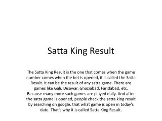 Satta King Result