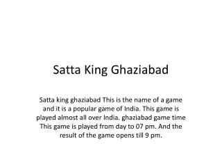 Satta King Ghaziabad