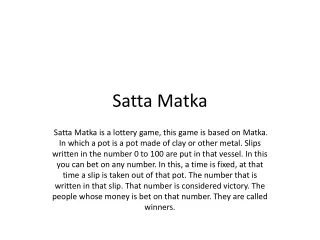 Satta Matka