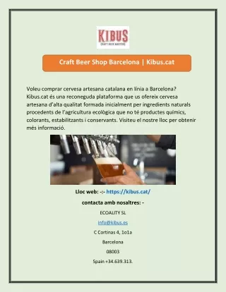Craft Beer Shop Barcelona Kibuscat