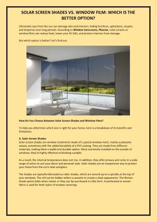 solar screen shades vs window film which