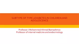 subtype of type 2diabetes in children and adolescence