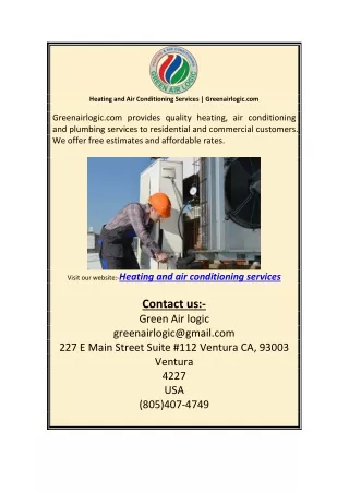 Heating and Air Conditioning Services | Greenairlogic.com