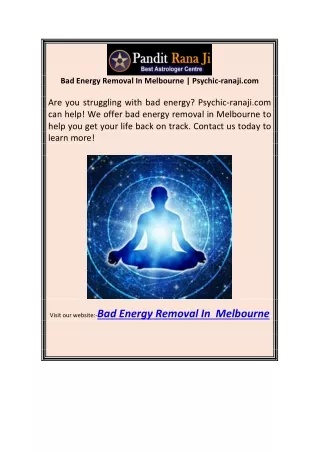 Bad Energy Removal In Melbourne | Psychic-ranaji.com
