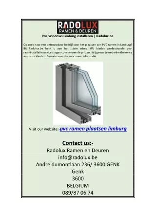 Pvc Windows Limburg installeren | Radolux.be