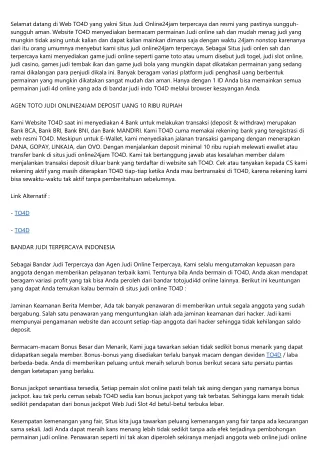 selamat datang di web to4d yang yakni situs judi