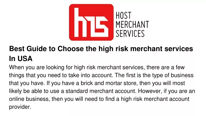 best guide to choose the high risk merchant services in usa