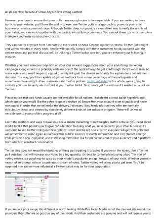 tips on how to win or cheat any on line voting