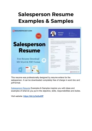 Salesperson Resume Examples _ Samples
