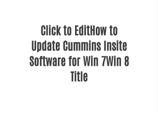 How to Update Cummins Insite Software for Win 7Win 8