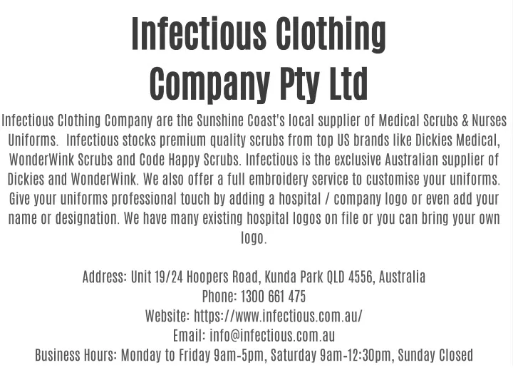 infectious clothing company pty ltd