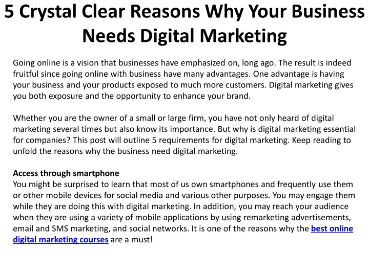 5 crystal clear reasons why your business needs
