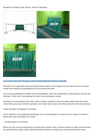 penyekat tirai masjid tipe macam serta trik