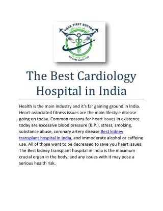 The Best Cardiology Hospital in India