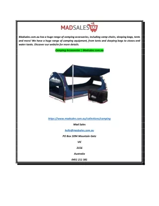Camping Accessories  Madsales.com.au