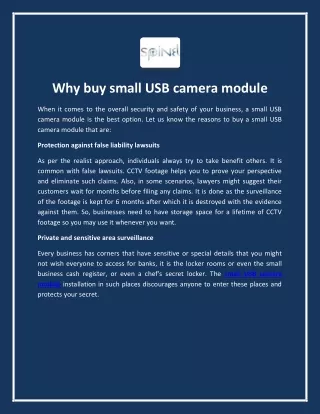 Why buy small USB camera module