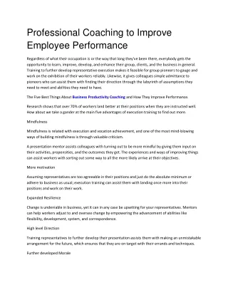 Improve Employee Performance