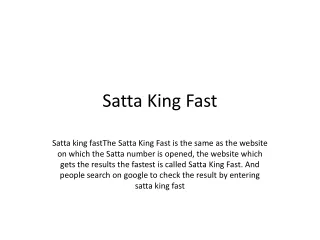 Satta King Fast