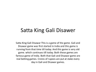 Satta King Gali Disawer