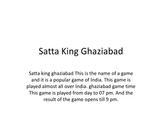 Satta King Ghaziabad