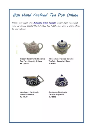 Buy Hand Crafted Tea Pot Online