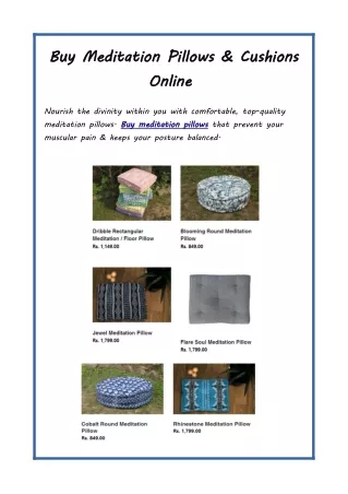 Buy Meditation Pillows & Cushions Online