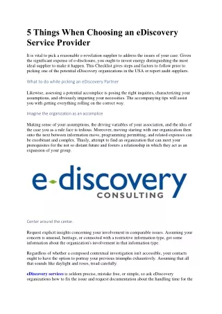 eDiscovery Service Provider