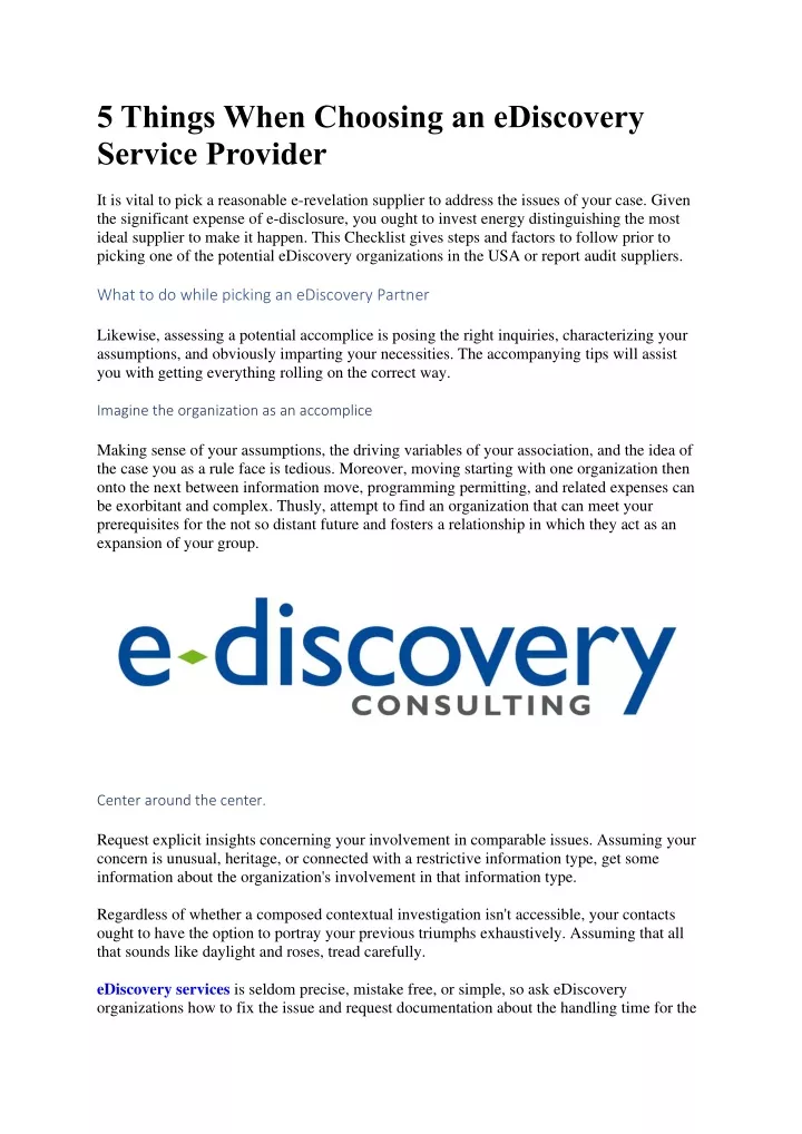5 things when choosing an ediscovery service