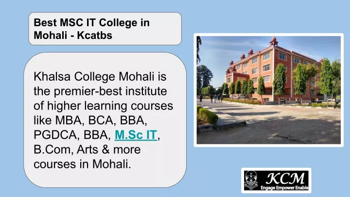 best msc it college in mohali kcatbs