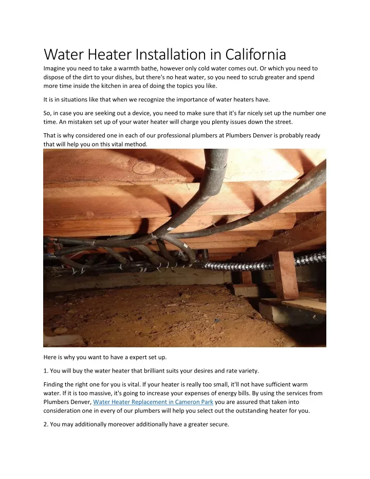 water heater installation in california imagine