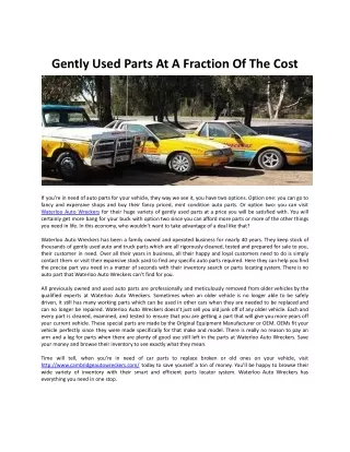 Gently Used Parts At A Fraction Of The Cost