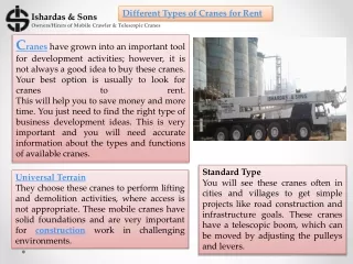 different types of cranes for rent