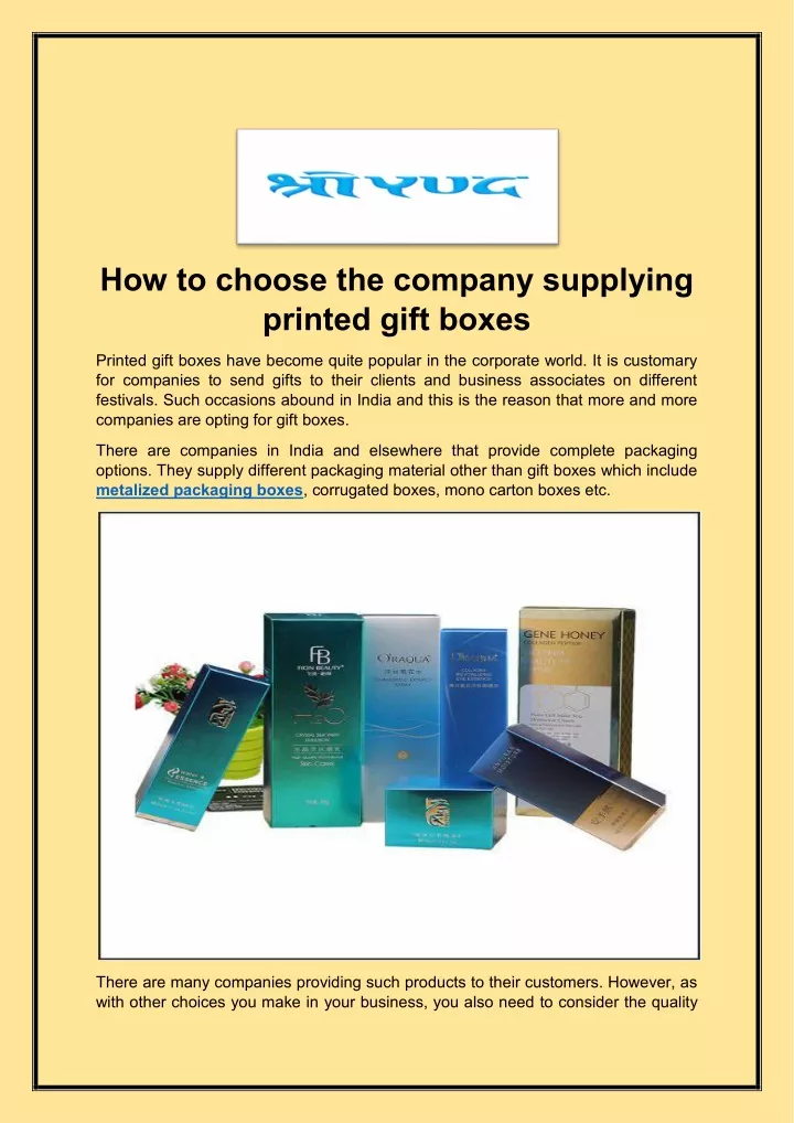 how to choose the company supplying printed gift