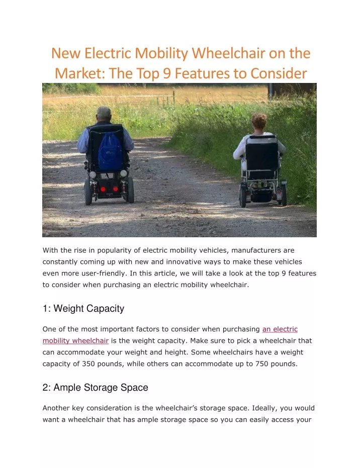 new electric mobility wheelchair on the market