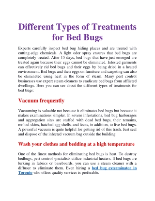 different types of treatments for bed bugs