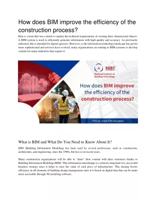 How does BIM improve the efficiency of the construction process