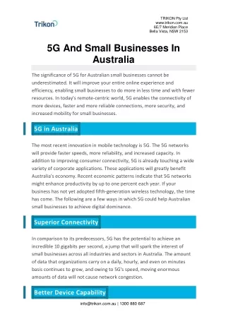 5G And Small Businesses In Australia