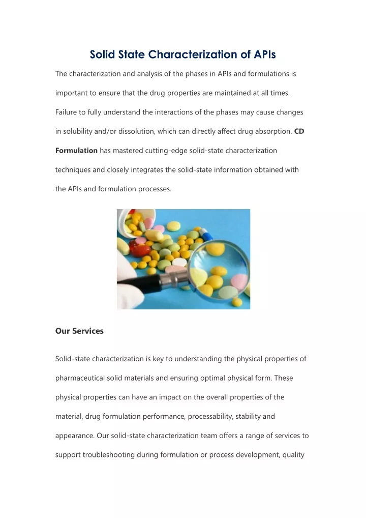 solid state characterization of apis