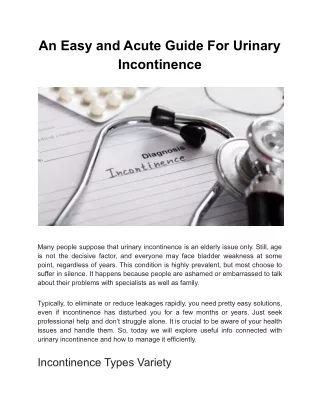 an easy and acute guide for urinary incontinence